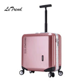 Letrend Aluminium Frame Rose Gold Rolling Luggage Spinner Trolley Travel Bag 18 Inch Women Men