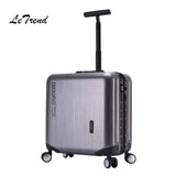 Letrend Aluminium Frame Rose Gold Rolling Luggage Spinner Trolley Travel Bag 18 Inch Women Men