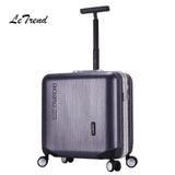 Letrend Aluminium Frame Rose Gold Rolling Luggage Spinner Trolley Travel Bag 18 Inch Women Men