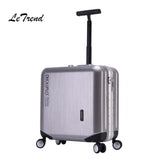 Letrend Aluminium Frame Rose Gold Rolling Luggage Spinner Trolley Travel Bag 18 Inch Women Men