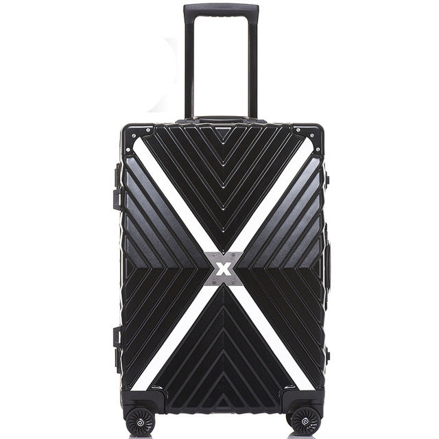 Letrend Aluminium Frame Spinner Rolling Luggage 24 Inch Men Retro Travel Bag Trolley Cabin