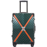 Letrend Aluminium Frame Spinner Rolling Luggage 24 Inch Men Retro Travel Bag Trolley Cabin