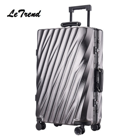 Letrend 20 24 26 29 Inch Rolling Luggage Aluminium Frame Trolley Travel Bag 20' Women Boarding