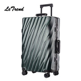 Letrend 20 24 26 29 Inch Rolling Luggage Aluminium Frame Trolley Travel Bag 20' Women Boarding