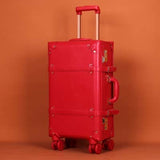 Retro Suitcase Set Red Trolley Case Female Cosmetic Case Luggage Universal Wheel Dowry Box Bride