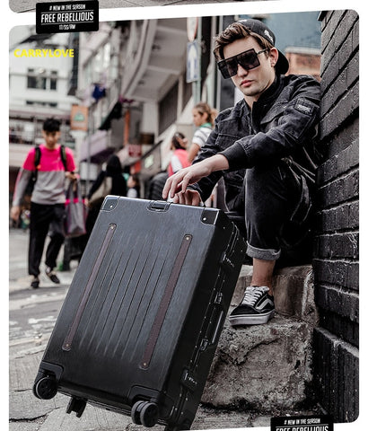 Carrylove Personality Retro High Capacity Luggage Series 20/24/26/29 Inch Size Pc Aluminum Frame