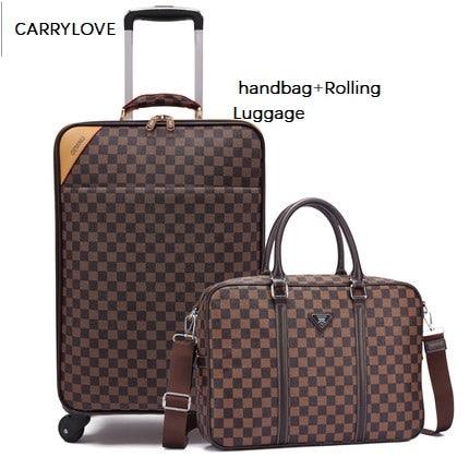 Carrylove Fashion 16/18/20/22/24 Inch Size Business Luggage Boarding Handbag+Rolling Luggage