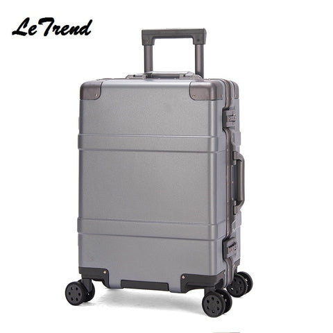 New Fashion 20 24 Inch Rolling Luggage Aluminium Frame Trolley Solid Travel Bag 20' Women