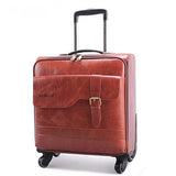 Cowhide Split Leather Box Quality Leather Trolley Luggage 16 18 20 22 24 28 Universal Wheels