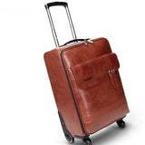 Cowhide Split Leather Box Quality Leather Trolley Luggage 16 18 20 22 24 28 Universal Wheels