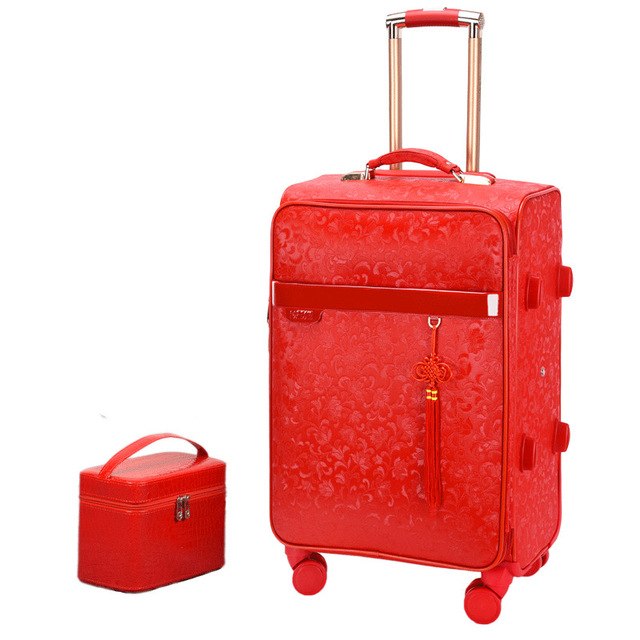 Red Suitcase,Wedding Trunk,Exquisite Dowry Box,High Quality Trolley Case,Universal Wheel Password