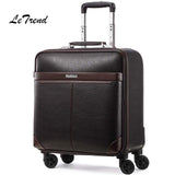Letrend Business Man Rolling Luggage Spinner 16 Inch Cabin Trolley Pu Leather Trunk Women Suitcases