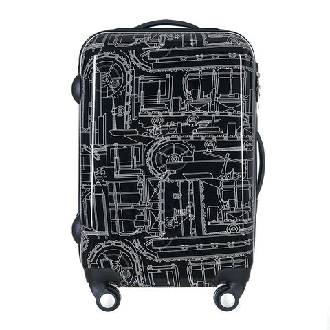 New Men And Women Black Mechanical Lines Travel Suitcase Universal Wheels Trolley Luggage Bags