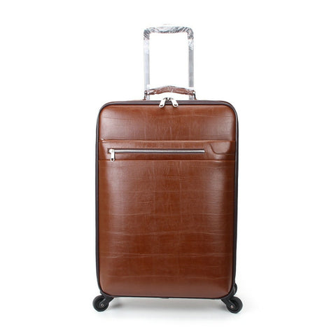 New Men And Women Pu Leather Travel Suitcase Vintage Luggage Travel Bags Universal Wheels Trolley