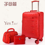Wedding Box Bride Dowry Box Festive Red Suitcase Wedding Trolley Case Universal Wheel Suitcase
