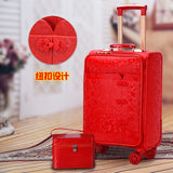 Wedding Box Bride Dowry Box Festive Red Suitcase Wedding Trolley Case Universal Wheel Suitcase