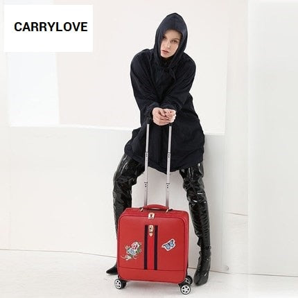 Carrylove High Quality Korean Fashion Luggage 16/20/24 Size Pu Rolling Luggage Spinner Brand Travel