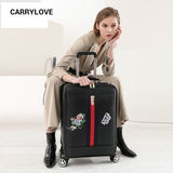 Carrylove High Quality Korean Fashion Luggage 16/20/24 Size Pu Rolling Luggage Spinner Brand Travel