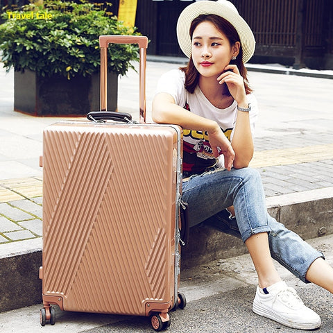 Travel Tale Pc 20" 24" Fashion Aluminum Frame High Quality Rolling Luggage Men And Women Business