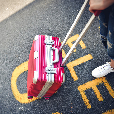 Hotsale!18Inches Abs Pc Hardside Case Aluminum Alloy Frame Trolley Luggage On Universal