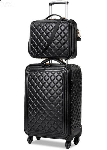 16 Inch High Quality Pu Leather Rolling Travel Luggage Suitcase Bag,Wheel  Trolley Case ,Women Drag