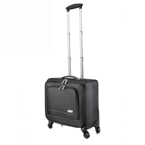 Ru 16" Oxford Black Spinner Cabin Suitcase On Wheels Business Rolling Luggage Board Boarding Box