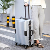 Aluminum Frame + Pc Shell Suitcase Bag, 20"24" Inch Rolling Luggage,High-Quality Travel Box ,New