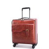 High Quality Pu Leather Rolling Luggage Travel Suitcase Case ,16"20"24"Inch Universal Wheel