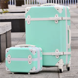 Hotsale!14" 20" 24" 28" Retro Vintage Abs+Pc Trolley Luggage Set(2Piece/Set),Female Candy Color