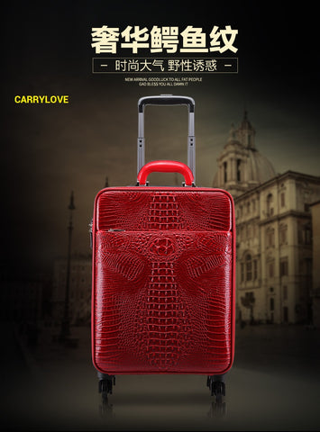 Carrylove  Fashion Luggage Series 16/20/22/24 Inch  Hcrocodile Pu Rolling Luggage Spinner Brand