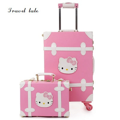Travel Tale Super Cute Girl With High Quality Pu Rolling Luggage Spinner Brand Travel Suitcase