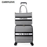 Carrylove New Fashion Quality  16/18/20/24 Inch Canvas Handbag And Rolling Luggage Spinner Brand