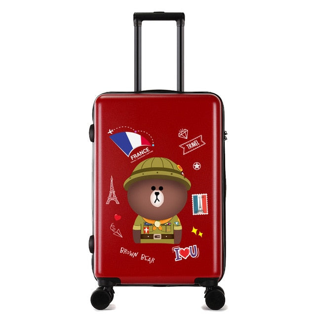 Suitcases And Travel Bags Student Cartoon Wear-Resisting High Quality Spinner Carry On Luggage Case