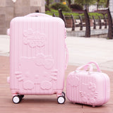 14+20Inchhello Kitty Suitcase,Trolley Travel Bag Set,Spinner Rolling Luggage