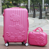 14+20Inchhello Kitty Suitcase,Trolley Travel Bag Set,Spinner Rolling Luggage