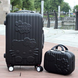 14+20Inchhello Kitty Suitcase,Trolley Travel Bag Set,Spinner Rolling Luggage