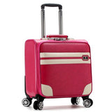 Letrend New Fashion 16 Inch Pu Leather Women Rolling Luggage Spinner Trolley Bag Suitcases Travel