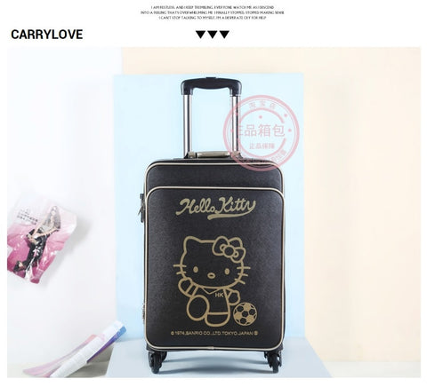 Carrylove Cartoon Cat 16/20/24 Inch High Quality Pu Pink Princess Rolling Luggage Spinner Brand