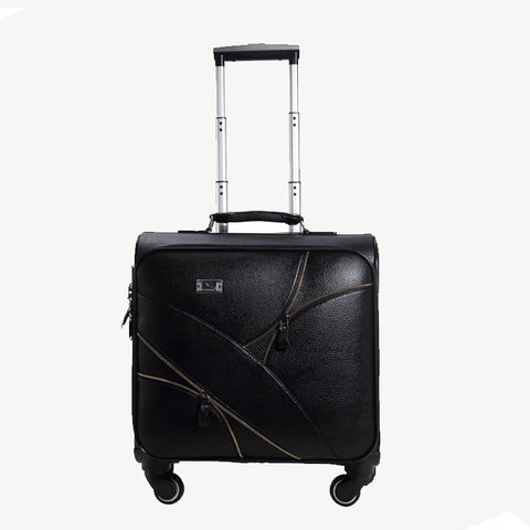 Good Quality 16 18 20 22 24Inches Black Pu Leather Trolley Luggage On Universal Wheels,Male And