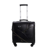 Good Quality 16 18 20 22 24Inches Black Pu Leather Trolley Luggage On Universal Wheels,Male And