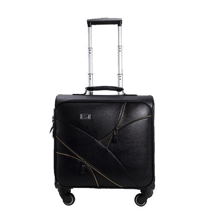 Good Quality 16 18 20 22 24Inches Black Pu Leather Trolley Luggage On Universal Wheels,Male And