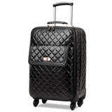 New Arrival!16 20 24Inches Female Black Pu Leather Suitcase,High Quality Women Commercial Travel