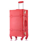 20''22''24''26'' Pu Leather Vintage Rolling Luggage Trolley Travel Bag Retro  Suitcase With Spinner