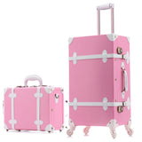 20''22''24''26'' Pu Leather Vintage Rolling Luggage Trolley Travel Bag Retro  Suitcase With Spinner