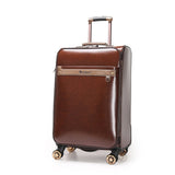 Letrend Women Leather Rolling Luggage Spinner Business Wheels Suitcases Men 16/20/24 Inch Trolley