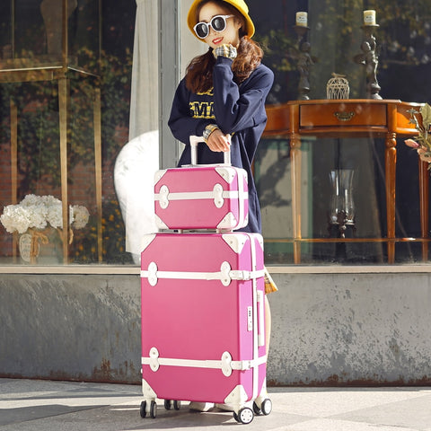Retro Suitcase,Set Of Trolley Case,Men And Women Valise,Korean Version Of The Small Fresh Lock