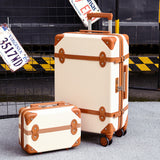 Two Piece Set Of Trolley Case,Password Lock Box,Retro Suitcase,Universal Wheel 24"Student Cute