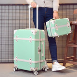 Two Piece Set Of Trolley Case,Password Lock Box,Retro Suitcase,Universal Wheel 24"Student Cute