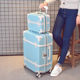 Two Piece Set Of Trolley Case,Password Lock Box,Retro Suitcase,Universal Wheel 24"Student Cute