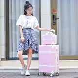 Two Piece Set Of Trolley Case,Password Lock Box,Retro Suitcase,Universal Wheel 24"Student Cute